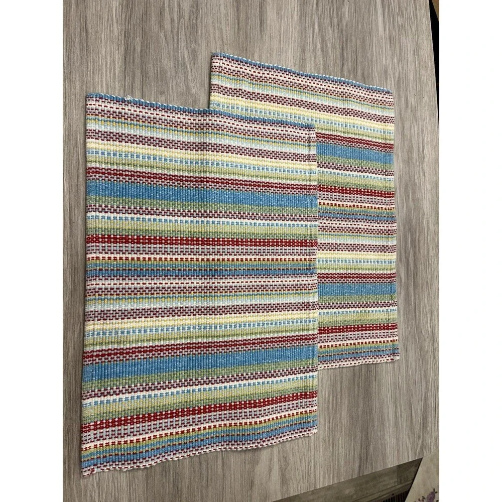 Set Of 2 Pioneer Woman Placemats CLASSIC CHUNKY STRIPE Multicolor 12”X17 1/2”